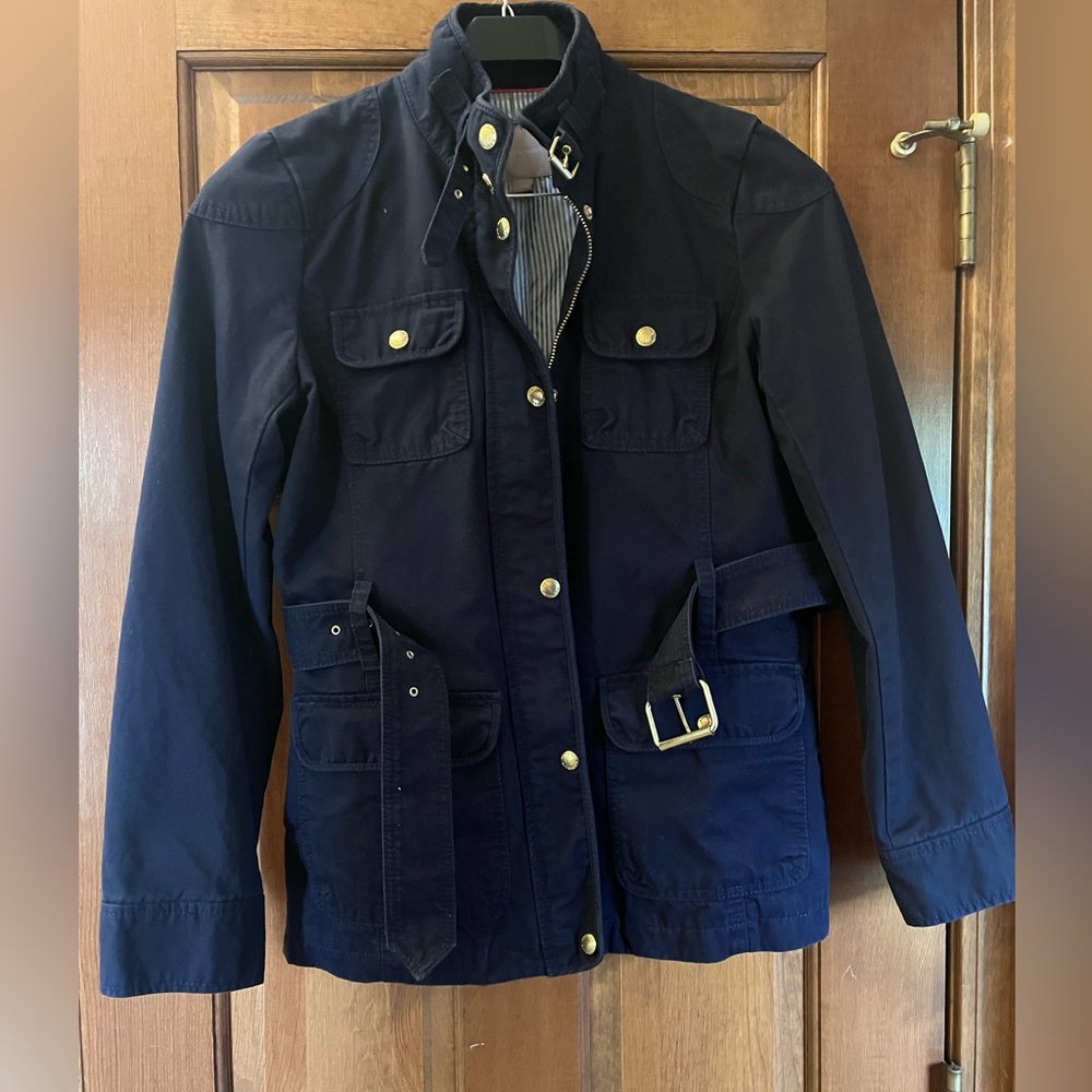 Banana Republic Navy Utility Jacket with Gold-Tone Hardware and Belt